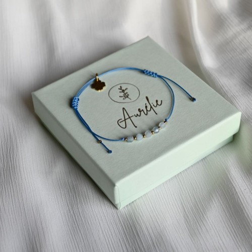 bransoletka z akwamarynu z koniczynką