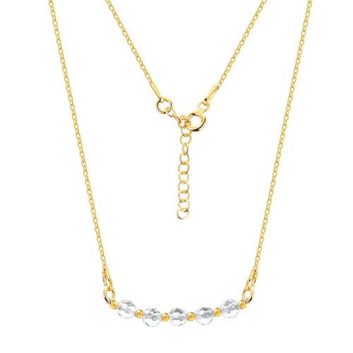 Kryształ górski, naszyjnik, pozłacany