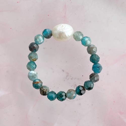 Pierścionek elastyczny "Pearl" z apatytu