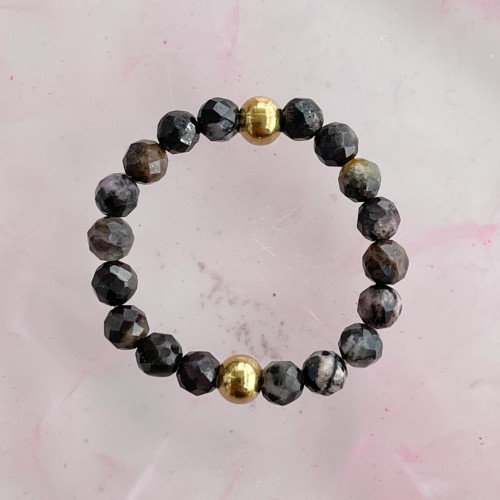 Pierścionek elastyczny "Luna" z rodochrozytu